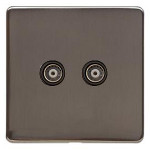 M Marcus Heritage Brass Studio Range TV/FM Diplexed Socket with Black Trim