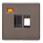 M Marcus Heritage Brass Studio Range Switched Fused Spur Unit with Neon Indicator and Black Trim
