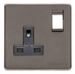 M Marcus Heritage Brass Studio Range Single Switched Socket with Black Trim