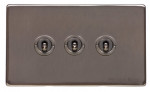 M Marcus Heritage Brass Studio Range 3 Gang 2 Way Toggle Switch