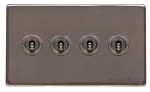 M Marcus Heritage Brass Studio Range 4 Gang 2 Way Toggle Switch