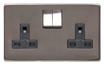 M Marcus Heritage Brass Studio Range Double Switched Socket with Black Trim