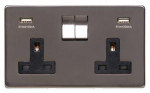 M Marcus Heritage Brass Studio Range Double USB-A Socket with Black Trim