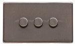 M Marcus Heritage Brass Studio Range 3 Gang 2 Way Push On/Off Dimmer Switch (250 watts)