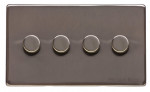 M Marcus Heritage Brass Studio Range 4 Gang 2 Way Push On/Off Dimmer Switch (250 watts)