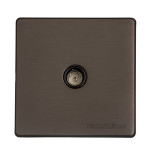 M Marcus Heritage Brass Studio Range 1 Gang Isolated TV/Coaxial Socket with Black Trim