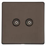 M Marcus Heritage Brass Studio Range TV/FM Diplexed Socket with Black Trim