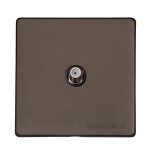 M Marcus Heritage Brass Studio Range 1 Gang Satellite Socket with Black Trim