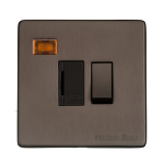 M Marcus Heritage Brass Studio Range Switched Fused Spur Unit with Neon Indicator and Black Trim