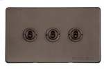 M Marcus Heritage Brass Studio Range 3 Gang 2 Way Toggle Switch