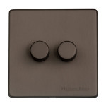 M Marcus Heritage Brass Studio Range 2 Gang 2 Way Push On/Off Dimmer Switch (250 watts)