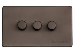 M Marcus Heritage Brass Studio Range 3 Gang 2 Way Push On/Off Dimmer Switch (250 watts)