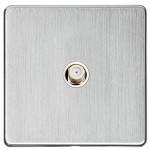 M Marcus Heritage Brass Studio Range 1 Gang Satellite Socket with White Trim