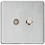 M Marcus Heritage Brass Studio Range TV/Satellite Socket with White Trim