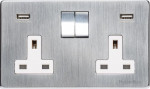 M Marcus Heritage Brass Studio Range Double USB-A Socket with White Trim