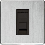 M Marcus Heritage Brass Studio Range 1 Gang RJ11 Socket with Black Trim