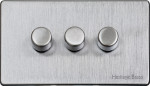 M Marcus Heritage Brass Studio Range 3 Gang 2 Way Push On/Off Dimmer Switch (250 watts)