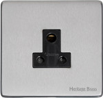 M Marcus Heritage Brass Studio Range 5 Amp 3 Round Pin Unswitched Socket with Black Trim