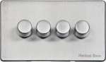 M Marcus Heritage Brass Studio Range 4 Gang 2 Way Push On/Off Dimmer Switch (250 watts)