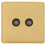 M Marcus Heritage Brass Studio Range TV/FM Diplexed Socket with Black Trim