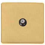 M Marcus Heritage Brass Studio Range 1 Gang Satellite Socket with Black Trim