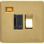 M Marcus Heritage Brass Studio Range Switched Fused Spur Unit with Neon Indicator and Black Trim