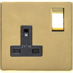 M Marcus Heritage Brass Studio Range Single Switched Socket with Black Trim