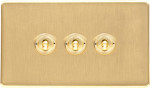 M Marcus Heritage Brass Studio Range 3 Gang 2 Way Toggle Switch