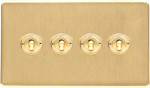 M Marcus Heritage Brass Studio Range 4 Gang 2 Way Toggle Switch