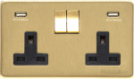 Heritage Brass Studio Range Double USB-A Socket with Black Trim