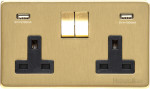 M Marcus Heritage Brass Studio Range Double USB-A Socket with Black Trim