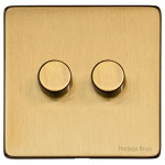 M Marcus Heritage Brass Studio Range 2 Gang Trailing Edge LED Dimmer Switch