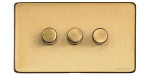 M Marcus Heritage Brass Studio Range 3 Gang 2 Way Push On/Off Dimmer Switch (250 watts)