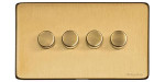 M Marcus Heritage Brass Studio Range 4 Gang 2 Way Push On/Off Dimmer Switch (400 watts)