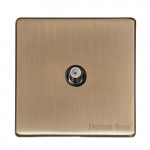 M Marcus Heritage Brass Studio Range 1 Gang Satellite Socket with Black Trim