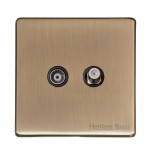 M Marcus Heritage Brass Studio Range TV/Satellite Socket with Black Trim