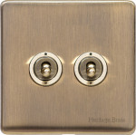 M Marcus Heritage Brass Studio Range 2 Gang 2 Way Toggle Switch