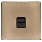 M Marcus Heritage Brass Studio Range 1 Gang Secondary Line Socket with Black Trim