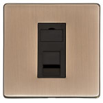 M Marcus Heritage Brass Studio Range 1 Gang RJ45 Socket with Black Trim