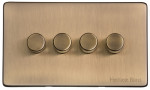 M Marcus Heritage Brass Studio Range 4 Gang 2 Way Push On/Off Dimmer Switch (250 watts)