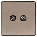 M Marcus Heritage Brass Studio Range TV/FM Diplexed Socket with Black Trim