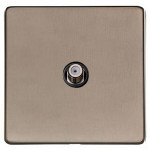 M Marcus Heritage Brass Studio Range 1 Gang Satellite Socket with Black Trim