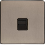 M Marcus Heritage Brass Studio Range 1 Gang Secondary Line Socket with Black Trim