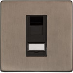 M Marcus Heritage Brass Studio Range 1 Gang RJ45 Socket with Black Trim