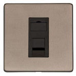 M Marcus Heritage Brass Studio Range 1 Gang RJ11 Socket with Black Trim