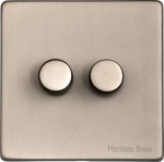 M Marcus Heritage Brass Studio Range 2 Gang 2 Way Push On/Off Dimmer Switch (250 watts)