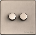 Heritage Brass Studio Range 2 Gang 2 Way Push On/Off Dimmer Switch (400 watts)