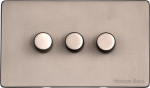 M Marcus Heritage Brass Studio Range 3 Gang 2 Way Push On/Off Dimmer Switch (250 watts)