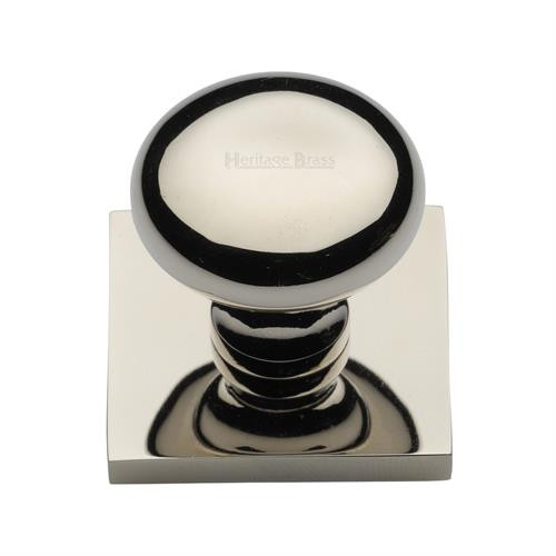 M Marcus Heritage Brass Victorian Round Design Brass Cabinet Knob with Square Backplate 32mm