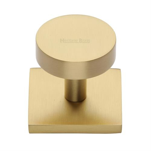 M Marcus Heritage Brass Disc Design Cabinet Knob with Square Backplate 32mm